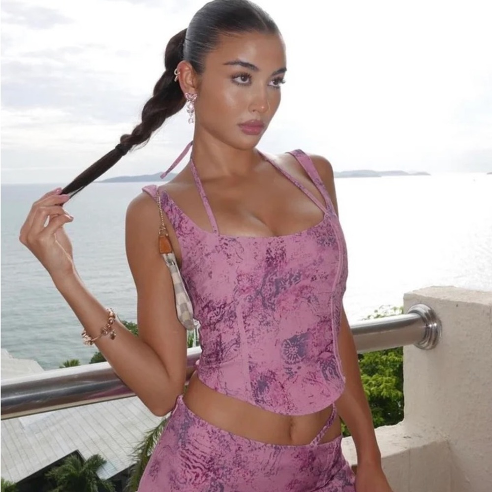 I Am Gia Elori Corset Top Pink Paisley Size M NWT
